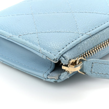 Chanel Caviar Quilted Zipped Key Holder Case Light Blue 11 of 13