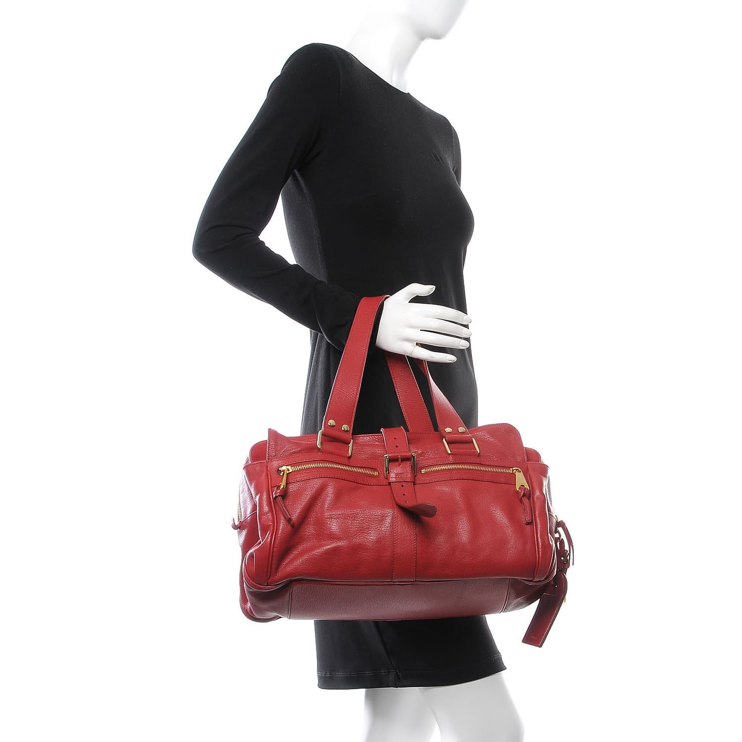 Glossy Goatskin Mabel Satchel Red