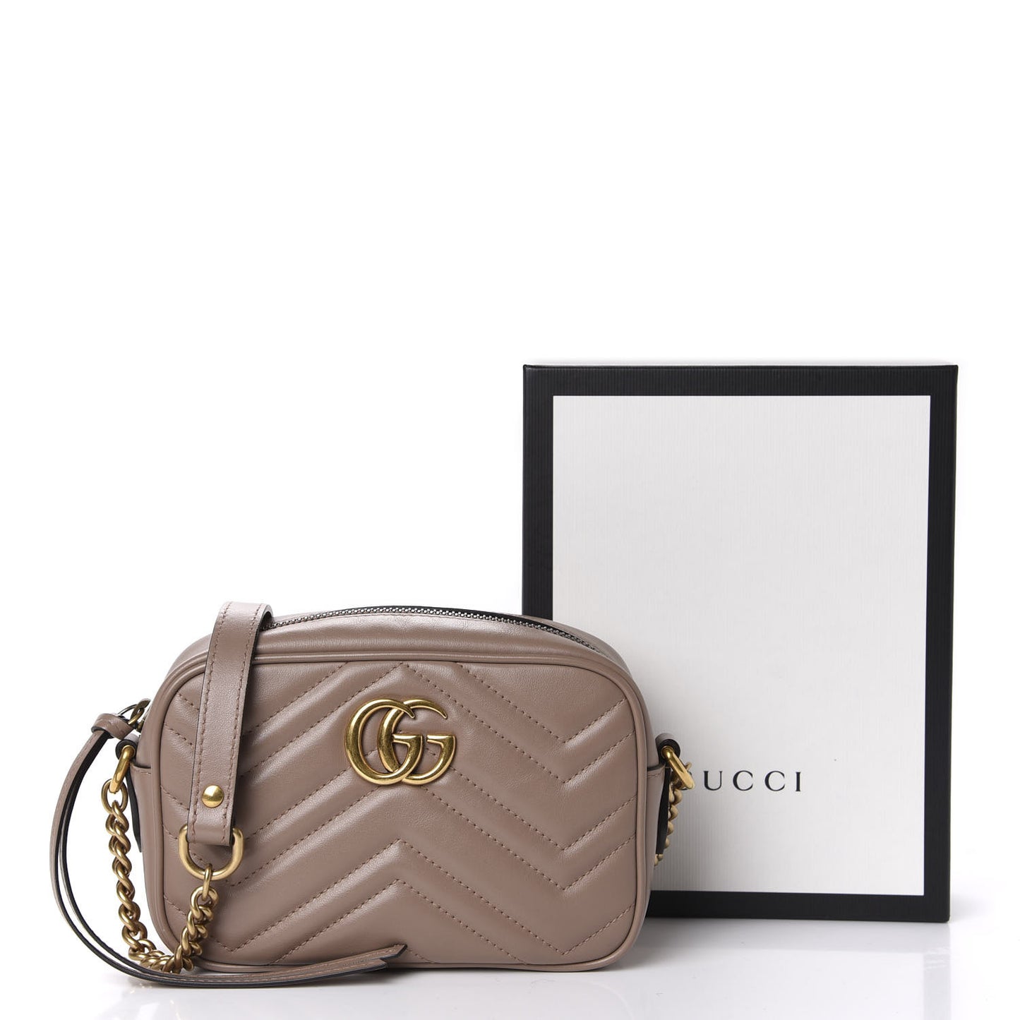 Calfskin Matelasse Mini GG Marmont Chain Shoulder Bag Porcelain Rose
