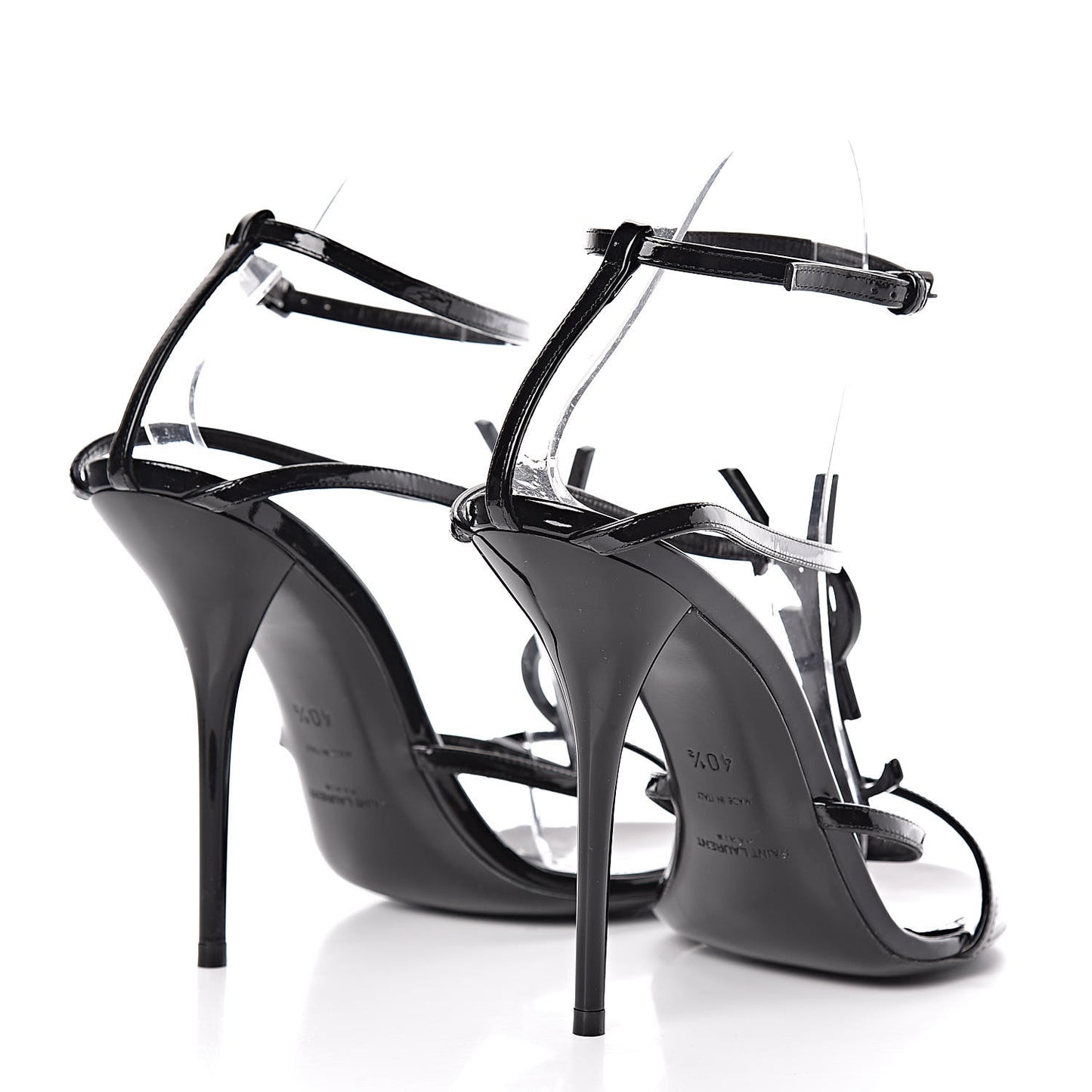 Calfskin Cassandra 110 Ankle Strap Sandals 40.5 Black