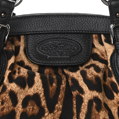 Dolce & Gabbana Calfskin Canvas Leopard Print Animalier Shoulder Bag Black 7 of 13