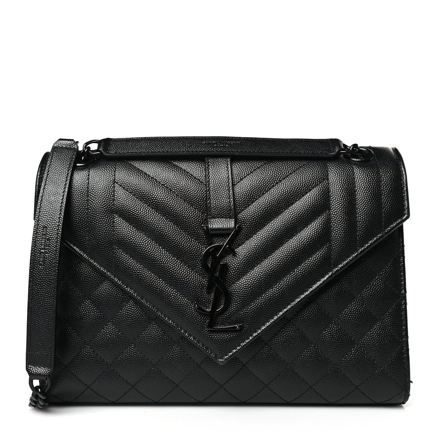 Grain De Poudre Textured Mixed Matelasse Triquilt Medium Monogram Monochrome Satchel Black