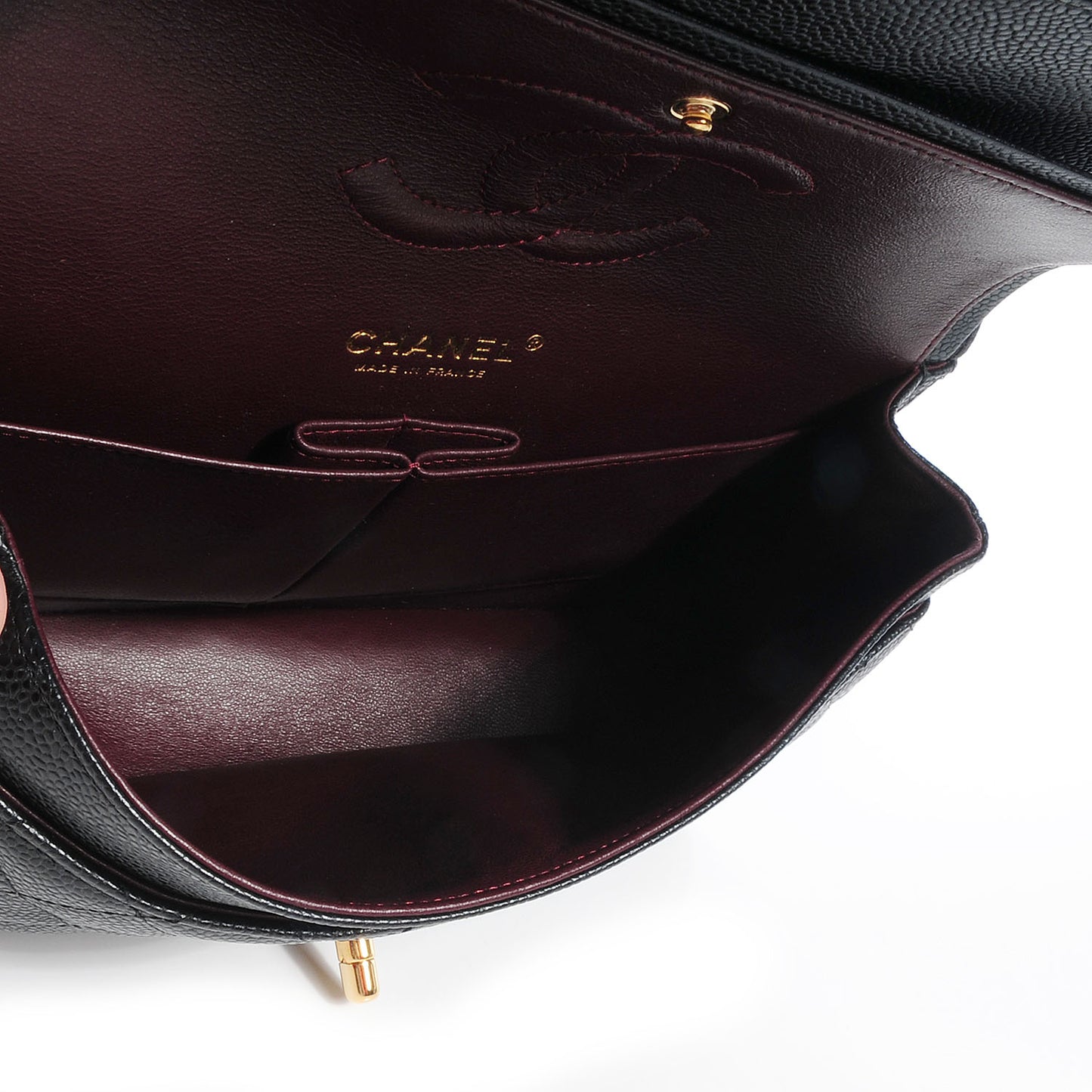 Caviar Quilted Medium Double Flap Black