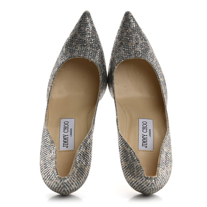 Jimmy Choo Coarse Glitter Fabric Aurora Leopard Print Abel Pumps 37 Champagne 2 of 8