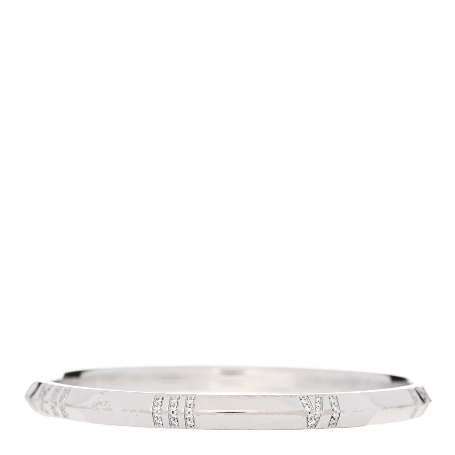 18K White Gold Diamond Atlas Narrow Hinged Bangle Bracelet
