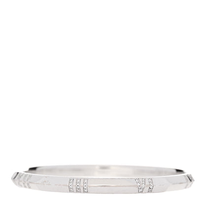 Tiffany 18K White Gold Diamond Atlas Narrow Hinged Bangle Bracelet 2 of 5