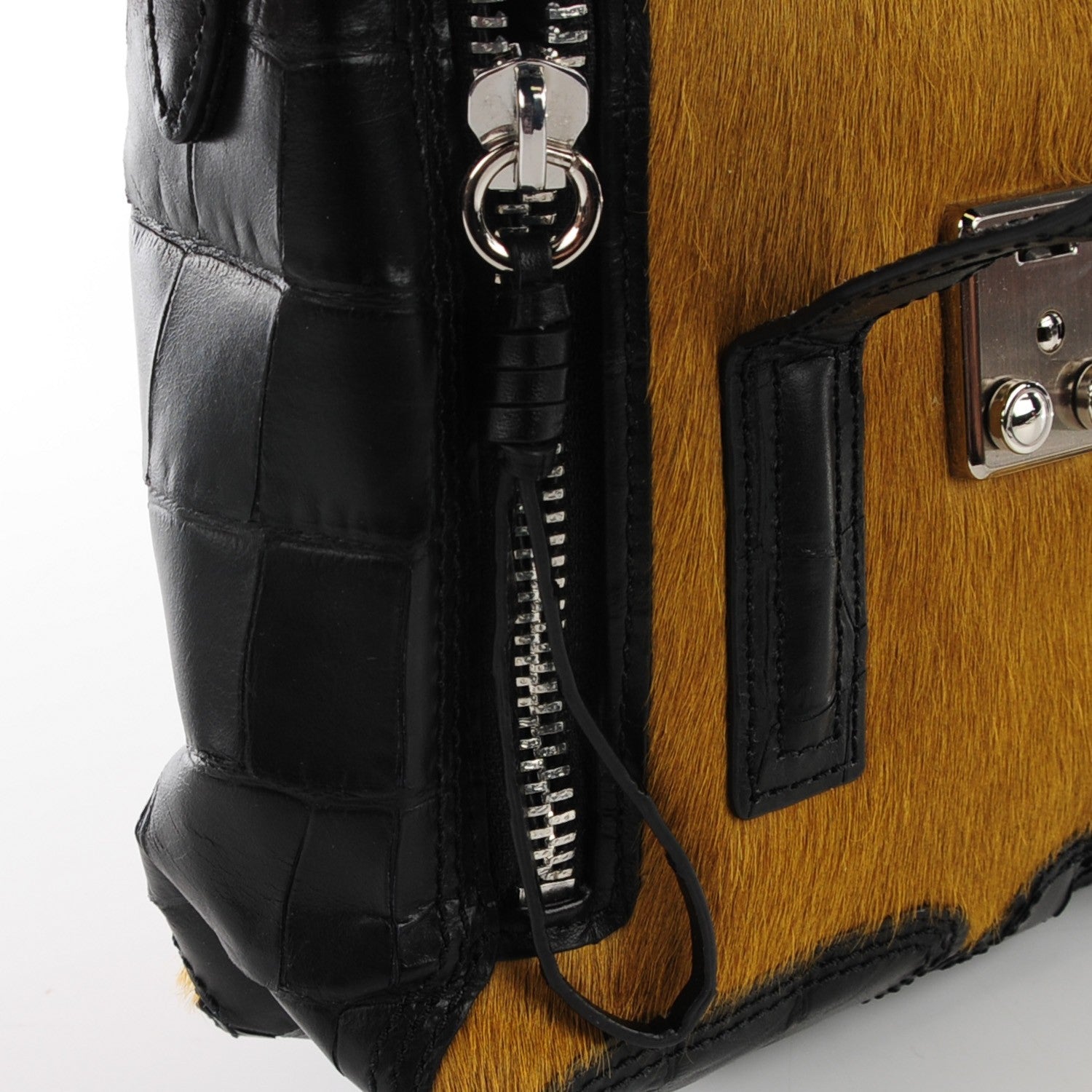 3.1 Phillip Lim 3.1 Calf Hair Calfskin Crocodile Embossed Mini Pashli Satchel Antique Grey Olive 9 of 12