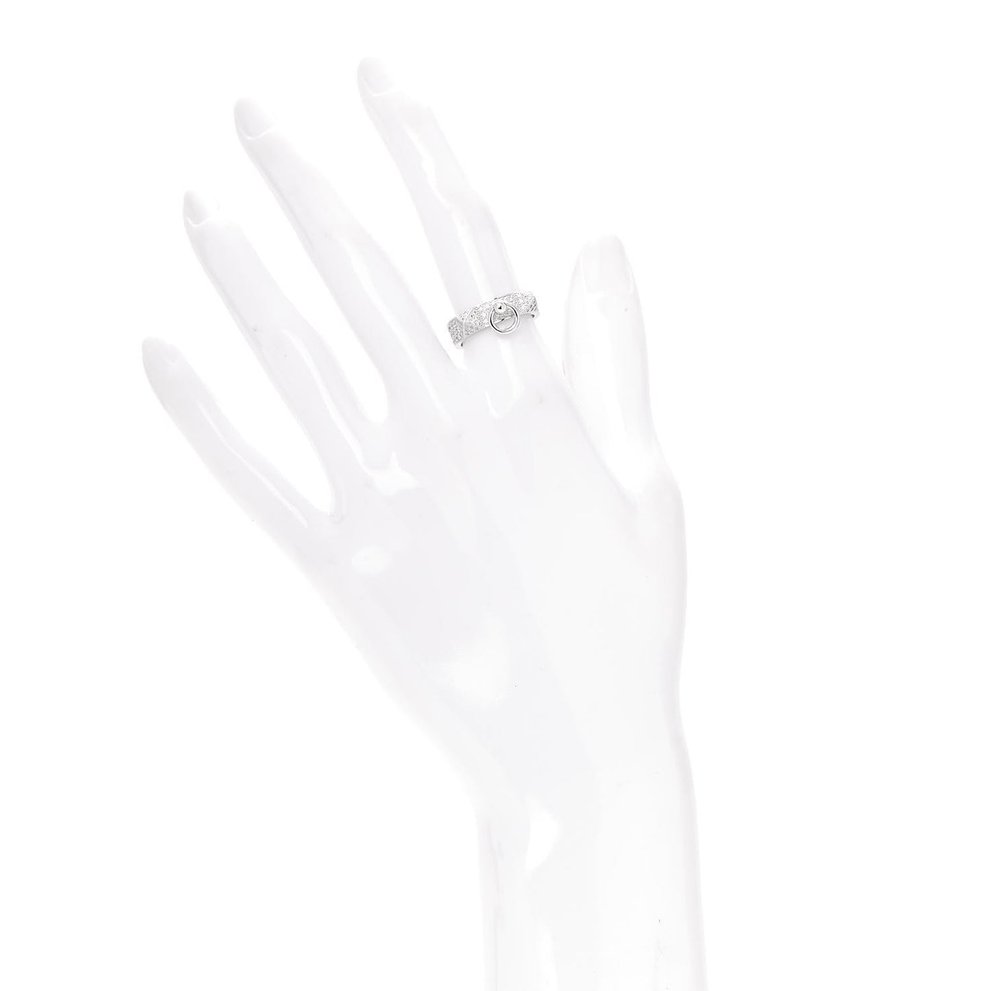 18K White Gold Diamond PM Collier De Chien Pave Ring 50 5.25