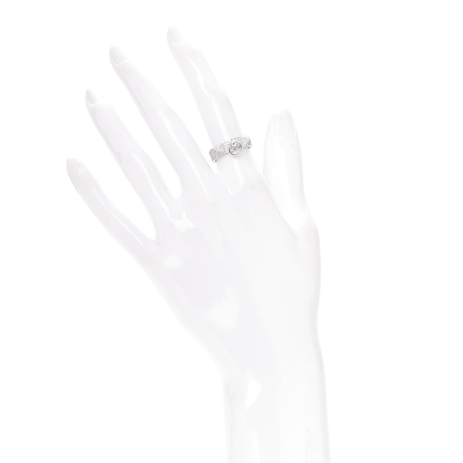 Hermes 18K White Gold Diamond PM Collier De Chien Pave Ring 50 5.25 2 of 4
