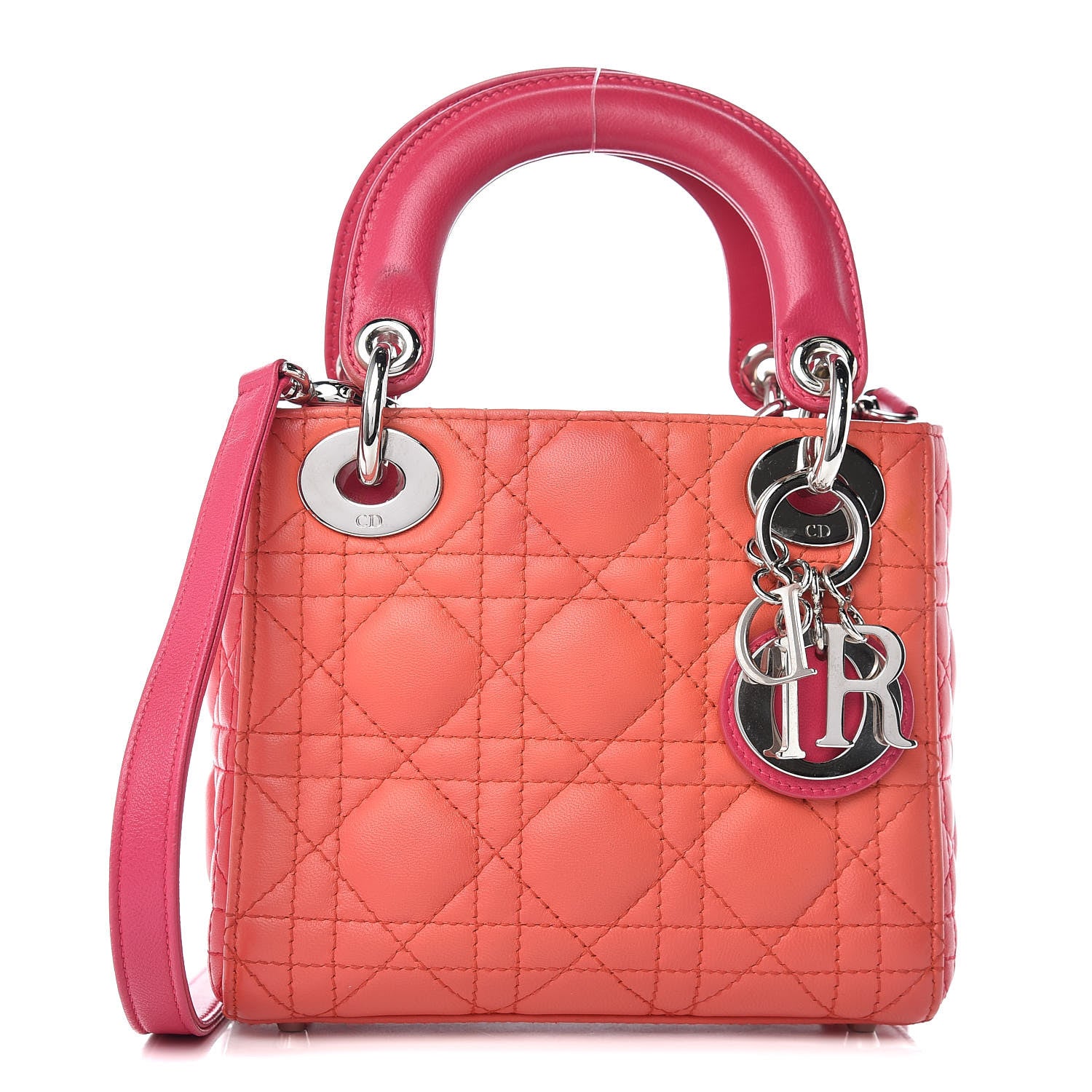 Christian Dior Lambskin Cannage Mini Tri-Color Lady Dior Pink 1 of 12
