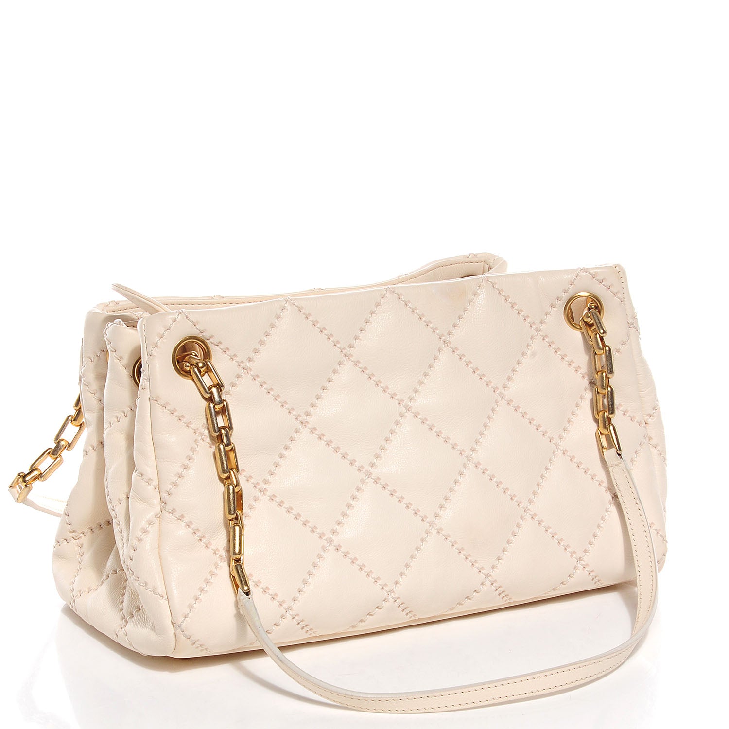 Chanel Calfskin Quilted Retro Chain Tote Ivory 3 of 8
