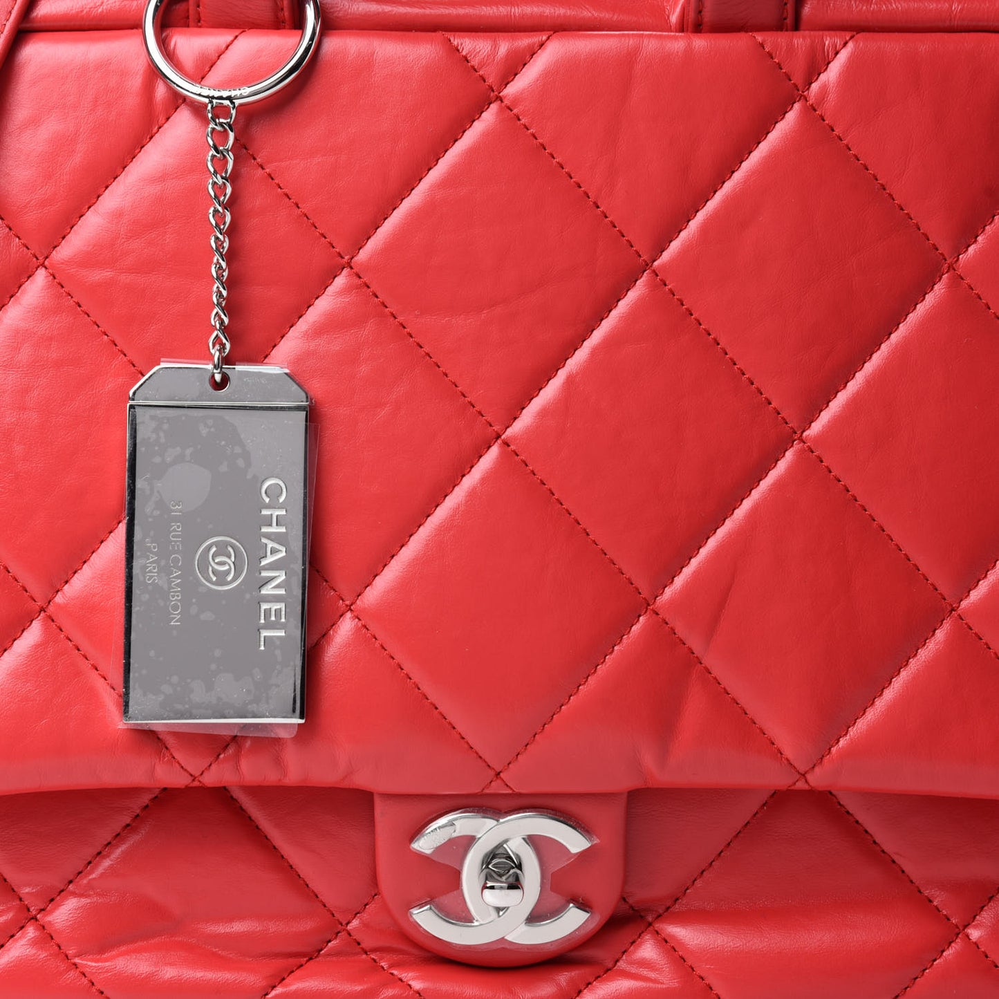 Aged Calfskin Quilted Medium Express Bowling Bag Red