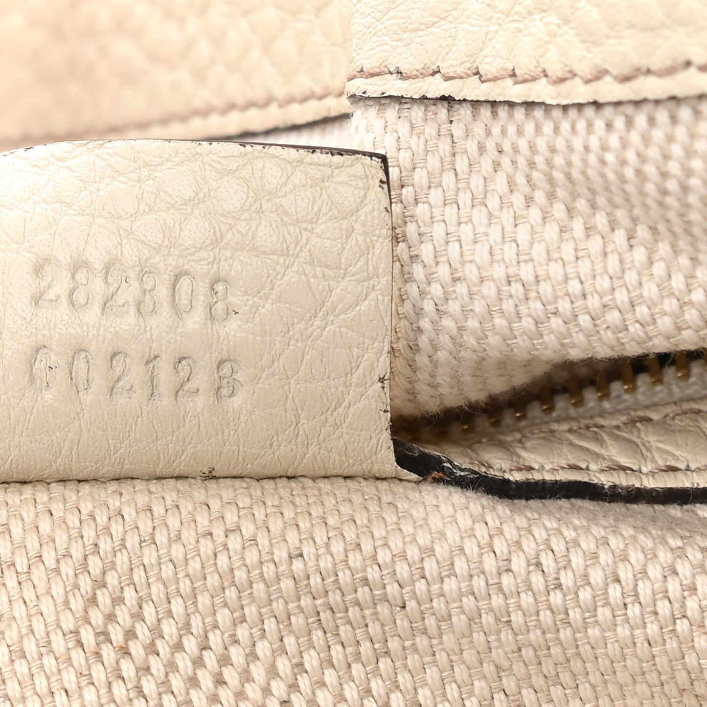 Pebbled Calfskin Large Soho Shoulder Bag Off White