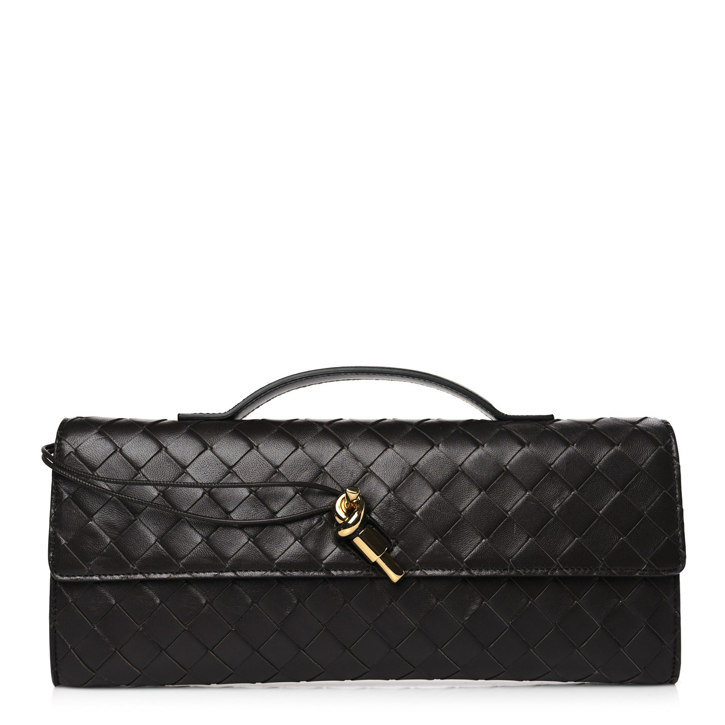 Nappa Intrecciato Long Andiamo Top Handle Clutch Fondant
