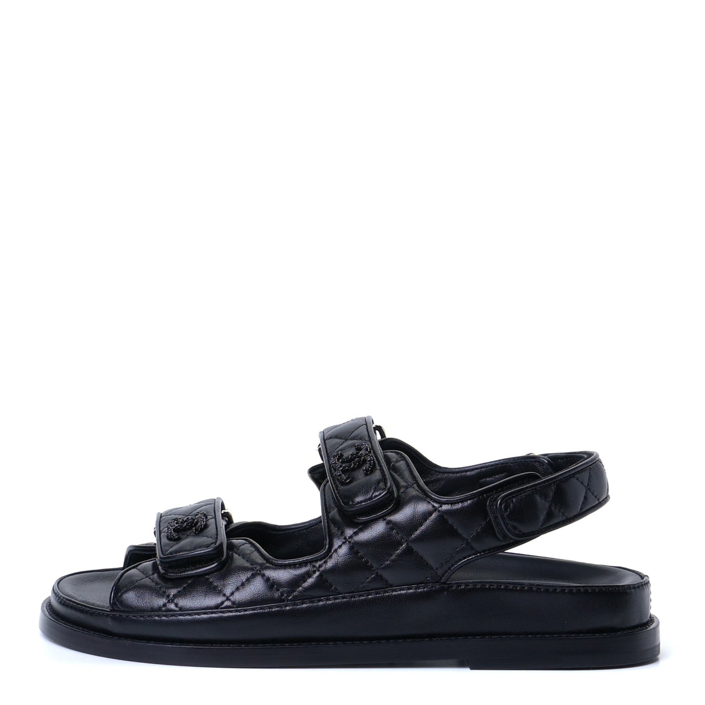 Lambskin Velcro Dad Sandals 38 Black