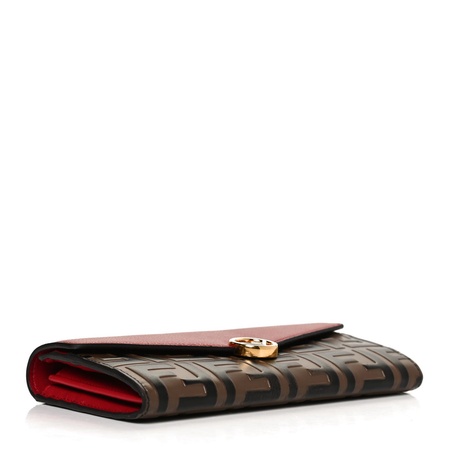 Vitello Cruise F is Fendi Bi-Color FF 1974 Embossed Continental Envelope Wallet Maya Black Fragola