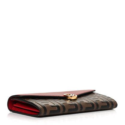 Fendi Vitello Cruise F is Fendi Bi-Color FF 1974 Embossed Continental Envelope Wallet Maya Black Fragola 4 of 11