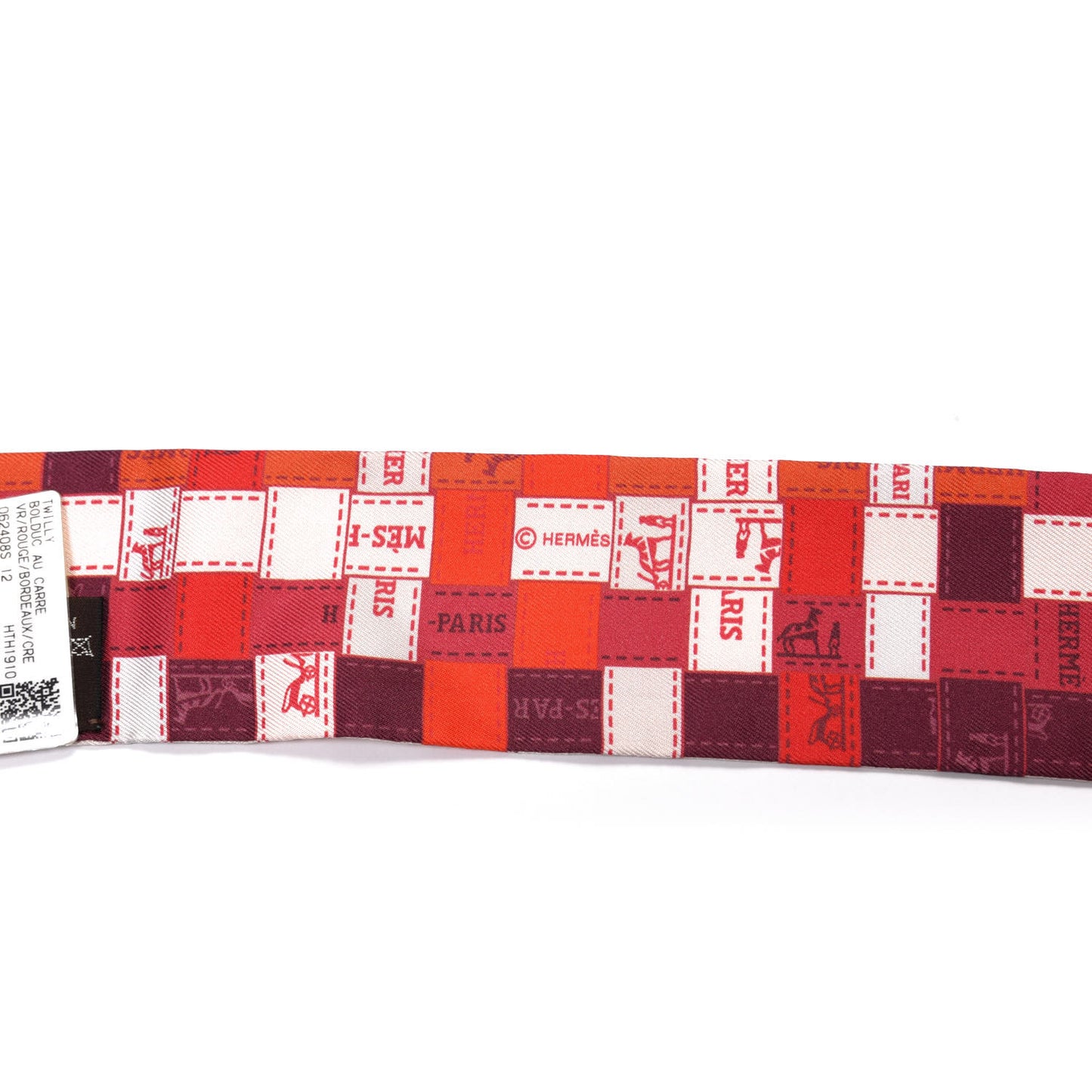 Silk Bolduc Au Carre Twilly Rouge Bordeaux Creme