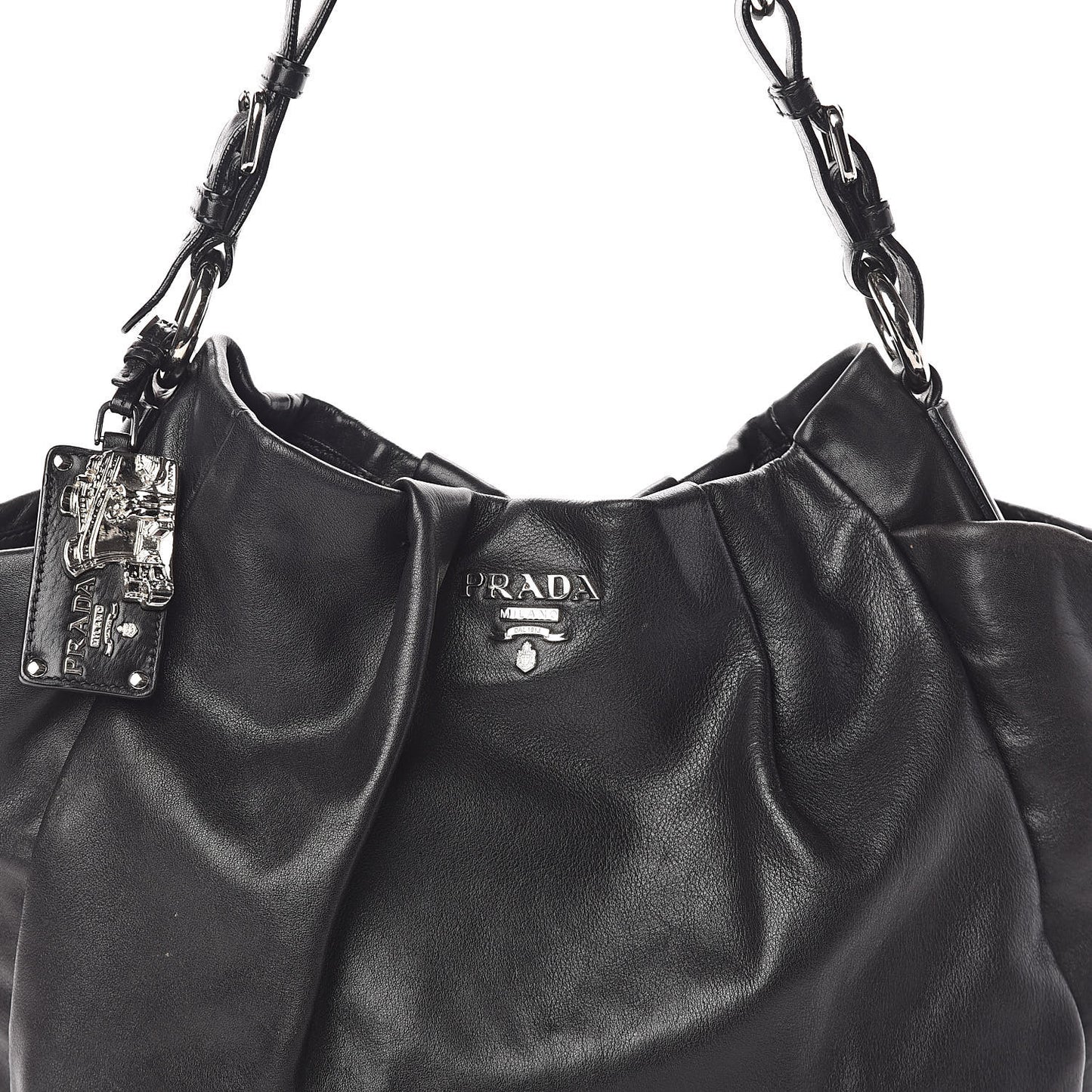 Soft Calfskin Pleated Hobo Black