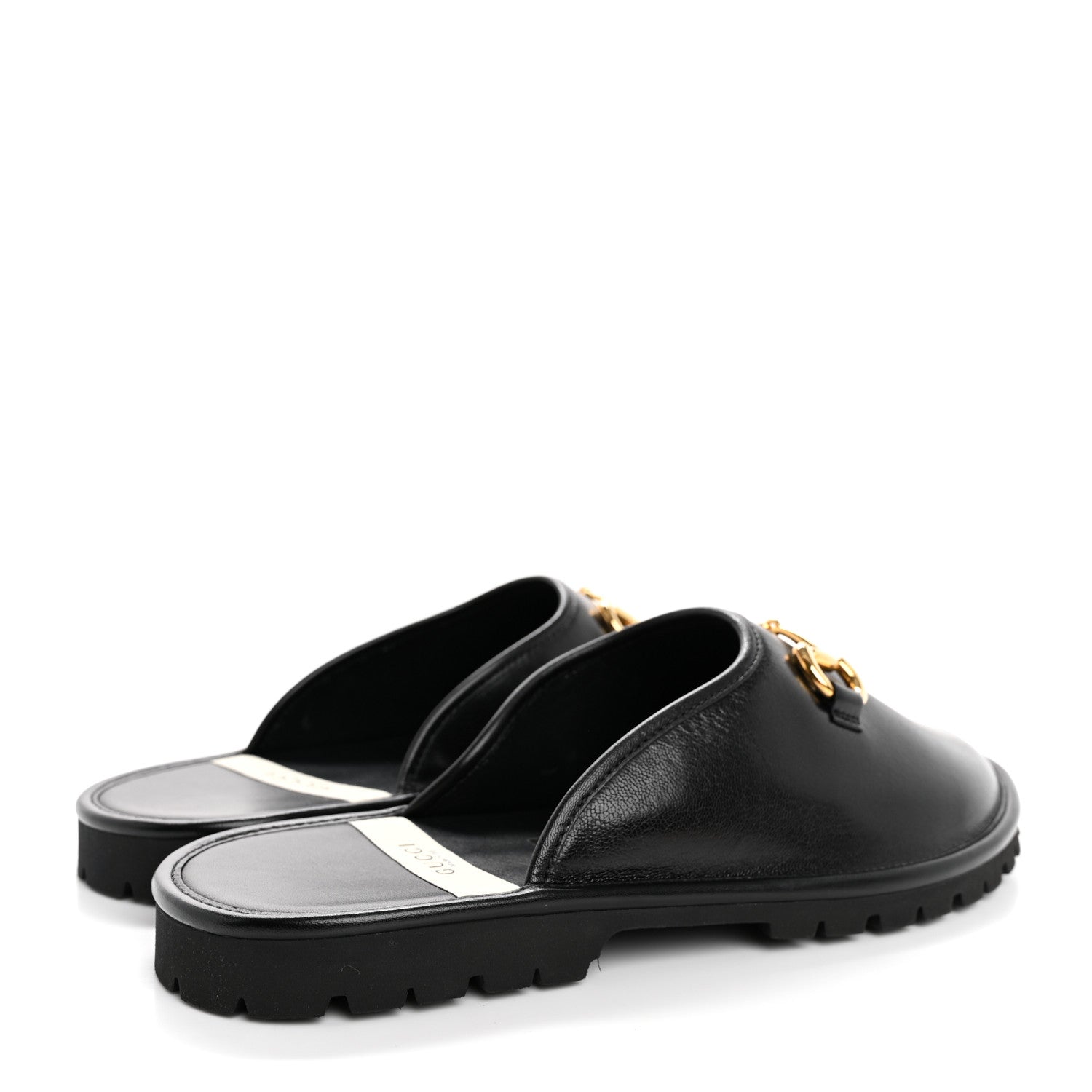 Gucci Goatskin Mens Horsebit Lug Sole Slippers 9 Black 5 of 11