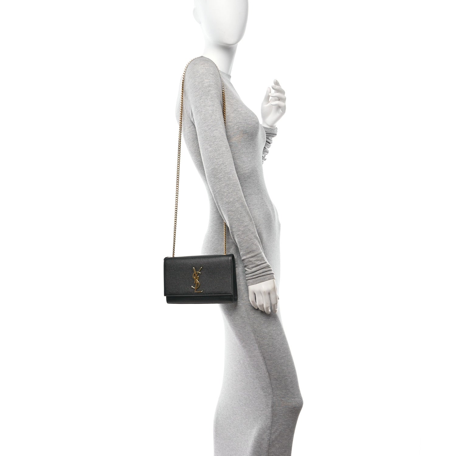 Saint Laurent Grain De Poudre Small Monogram Kate Satchel Black 2 of 14