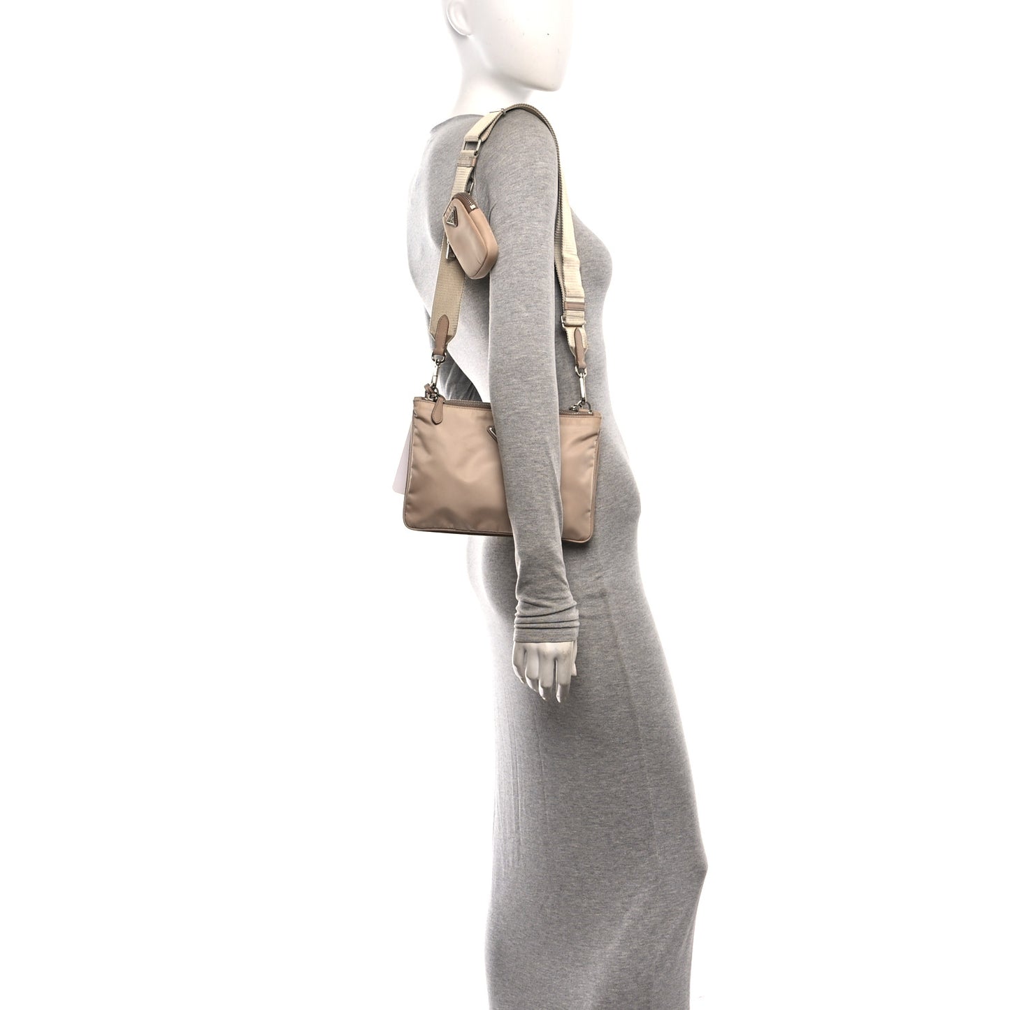 Re-Nylon Saffiano Re-Edition 2000 Double Zip Crossbody Bag Cammeo