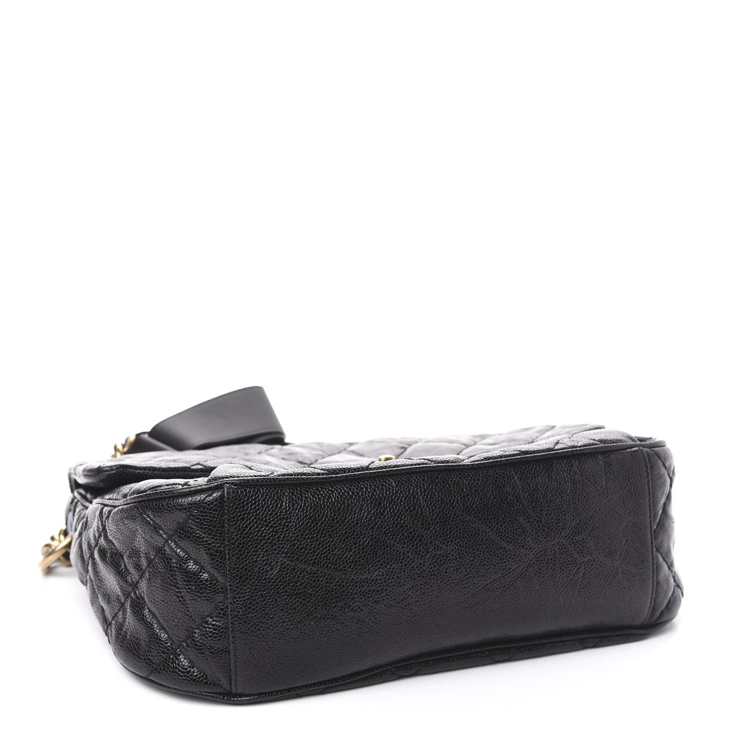 Chanel Crumpled Grained Calfskin Medium Coco Pleats Messenger Flap Black 8 of 22