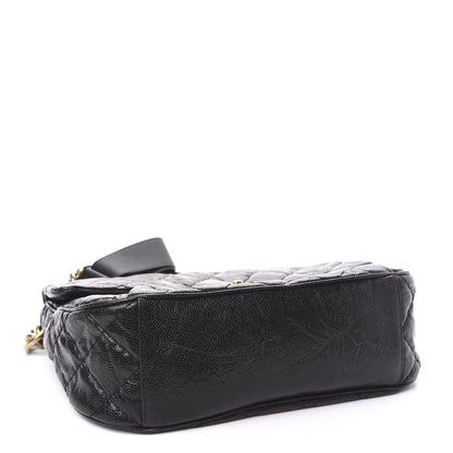 Chanel Crumpled Grained Calfskin Medium Coco Pleats Messenger Flap Black 8 of 22