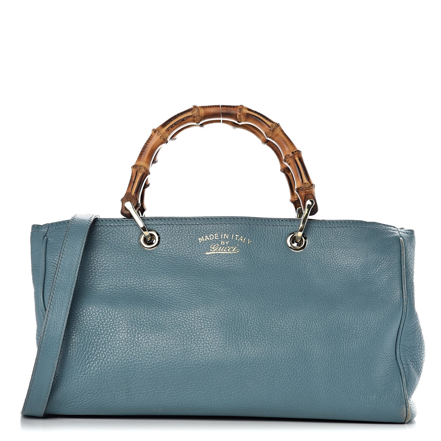 Gucci Pebbled Calfskin Medium Bamboo Shopper Tote Light Blue 1 of 22
