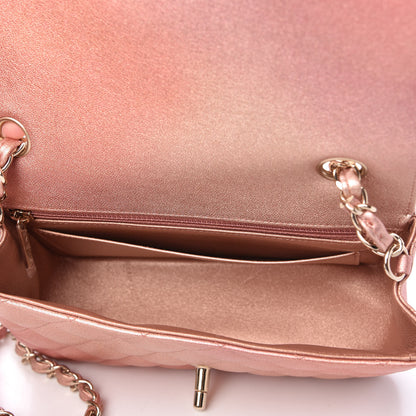Chanel Metallic Lambskin Quilted Ombre Mini Rectangular Flap Pink 5 of 10