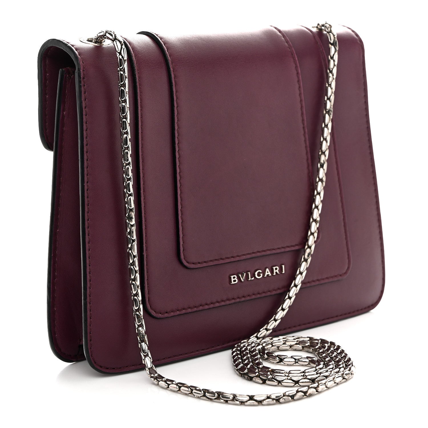 Bulgari Calfskin Small Serpenti Forever Snake Strap Crossbody Bag Purple 4 of 14