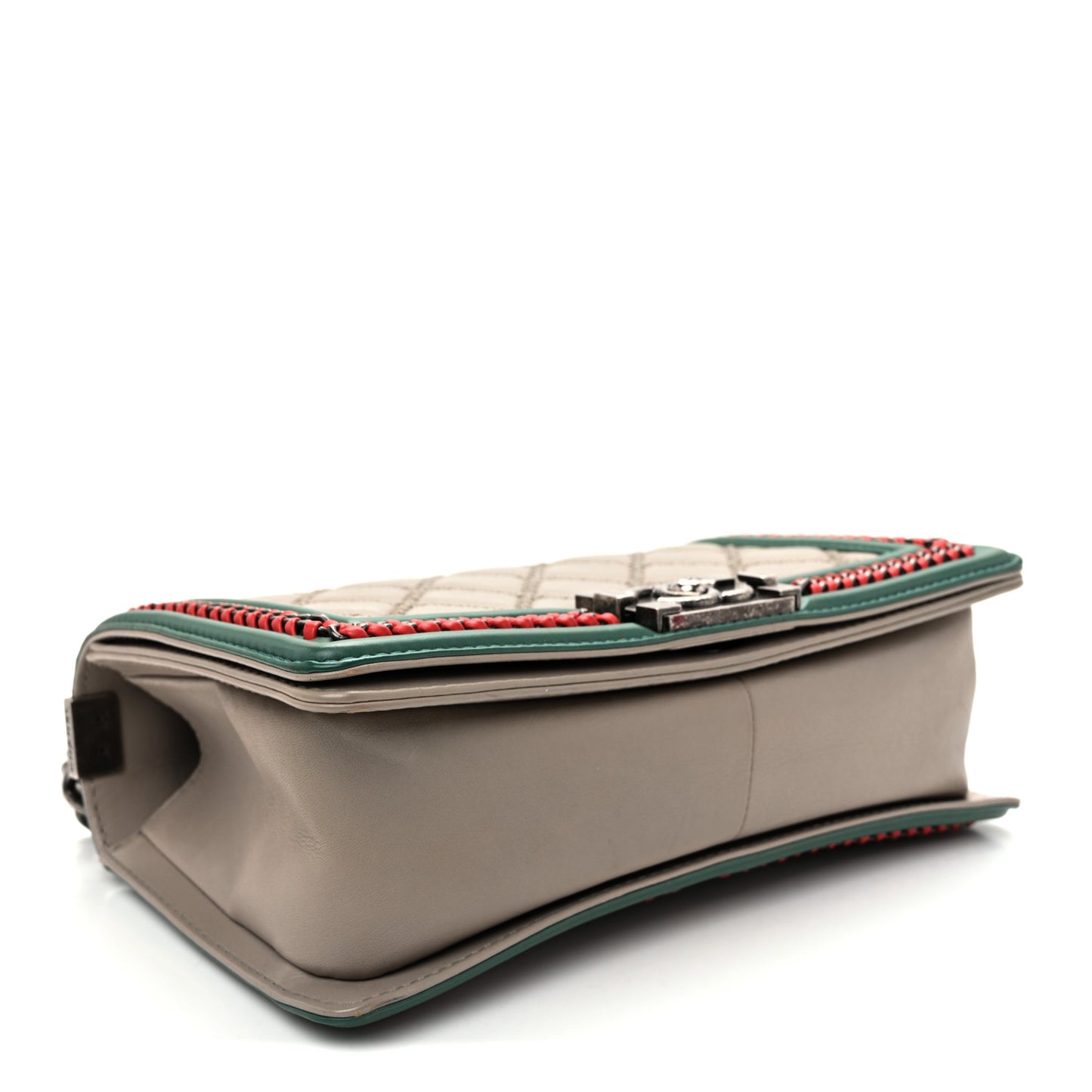 Lambskin Quilted Medium Top Handle Boy Flap Grey Green Red