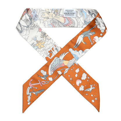 Hermes Silk Sur Mon Nuage Twilly Abricot Bleu Multicolor 1 of 4