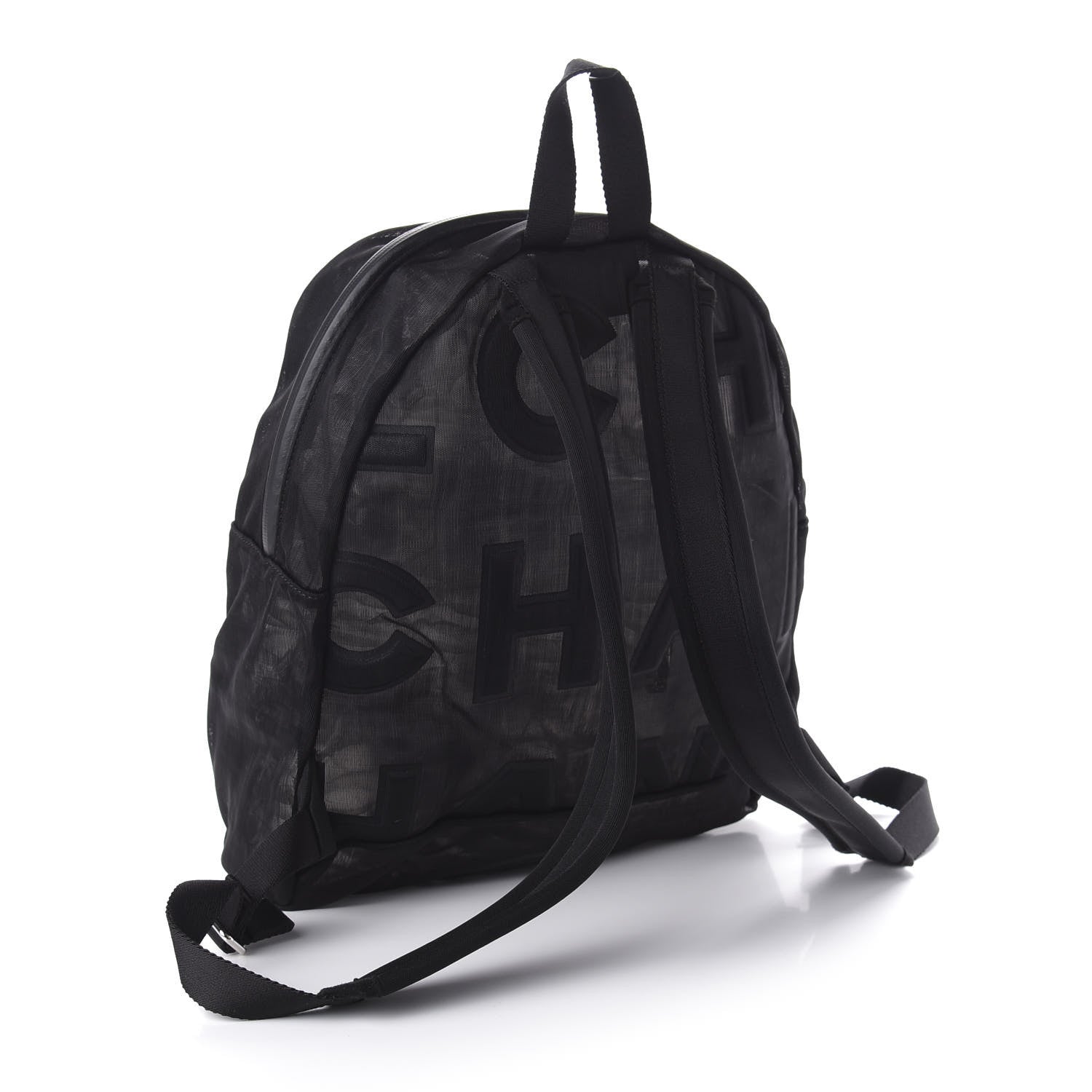 Chanel Mesh Nylon Logo Backpack Black 2 of 9