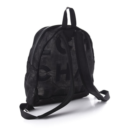 Chanel Mesh Nylon Logo Backpack Black 2 of 9