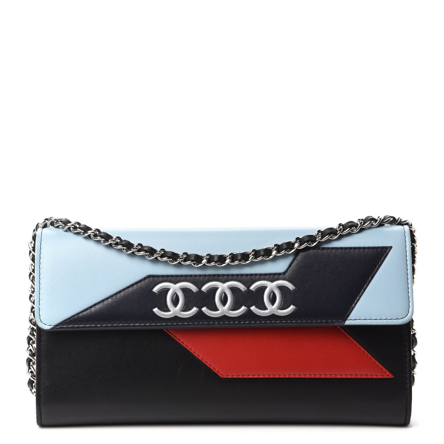 Lambskin Airlines Wallet On Chain WOC Blue Black Red