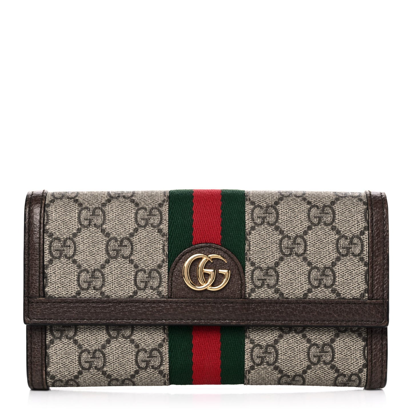 GG Supreme Monogram Web Ophidia Continental Wallet Brown