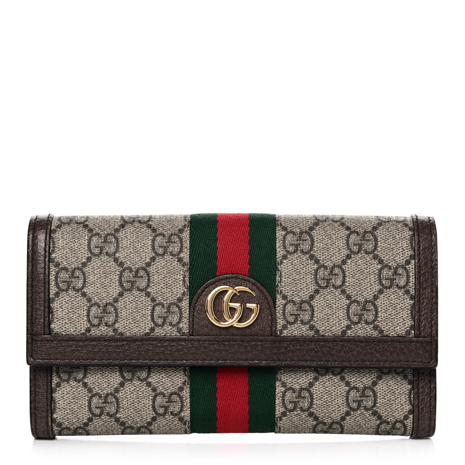 Gucci GG Supreme Monogram Web Ophidia Continental Wallet Brown 1 of 13