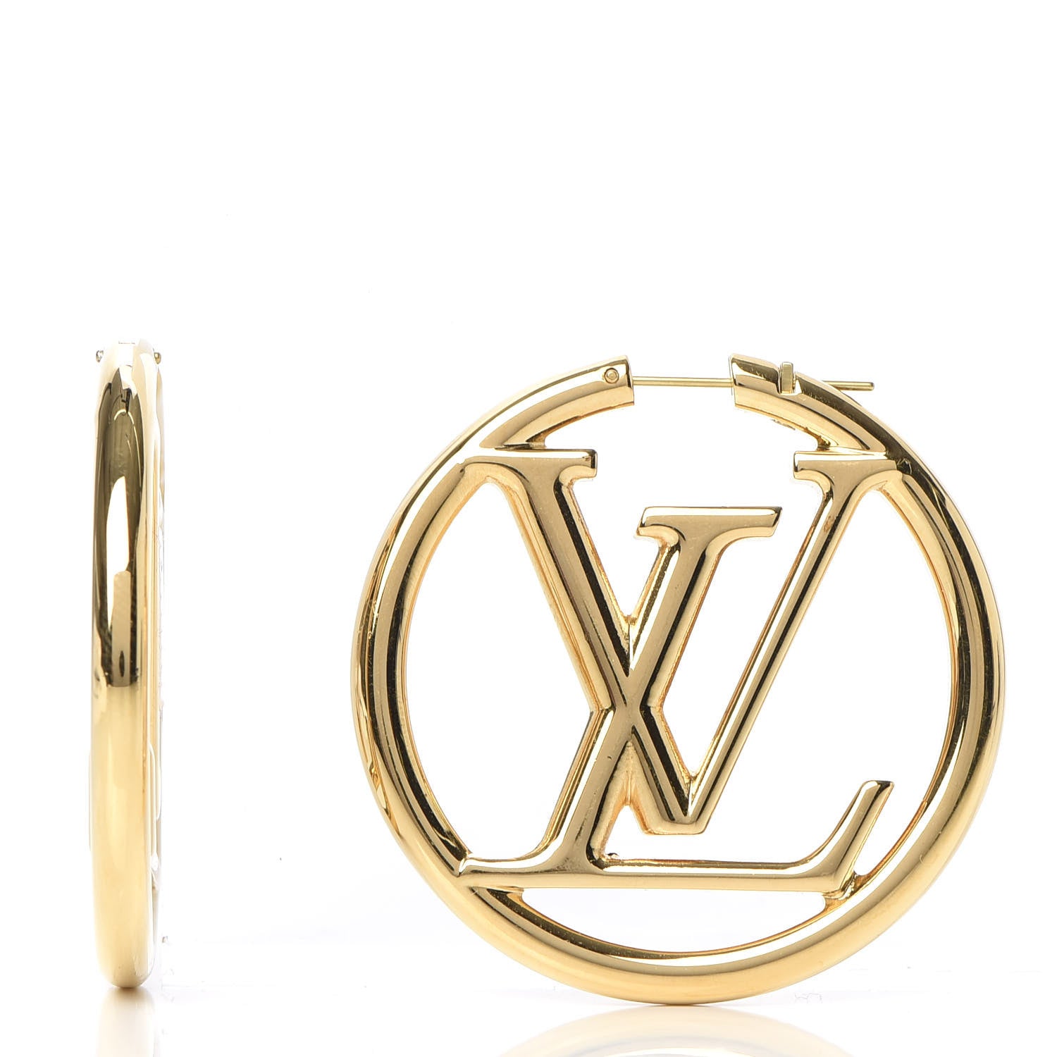 Louis Vuitton Metal Louise Hoop Earrings Gold 3 of 5