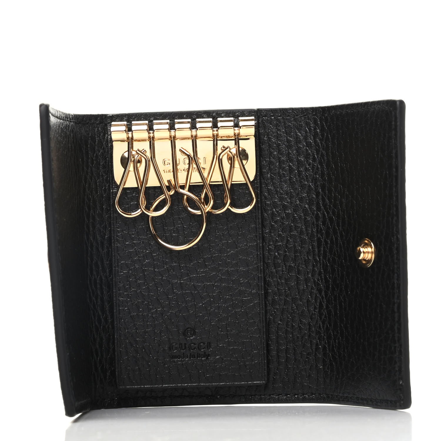 Gucci Dollar Calfskin GG Supreme Monogram GG Marmont 6 Key Holder Case Black Beige Ebony 5 of 7
