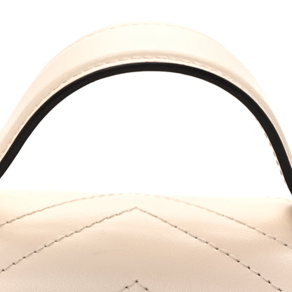 Gucci Calfskin Matelasse Mini GG Marmont Top Handle Shoulder Bag White 13 of 16