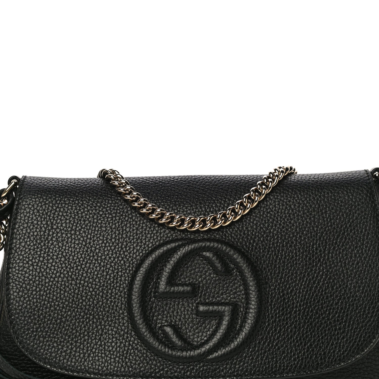 Gucci Pebbled Calfskin Medium Soho Flap Crossbody Black 9 of 12
