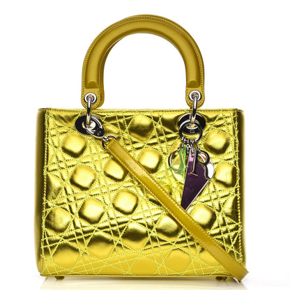 Christian Dior Metallic Lambskin Cannage Medium Anselm Reyle Lady Dior Yellow 1 of 10