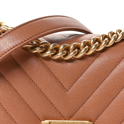 Chanel Caviar Chevron Quilted Small Boy Flap Brown 8 of 10