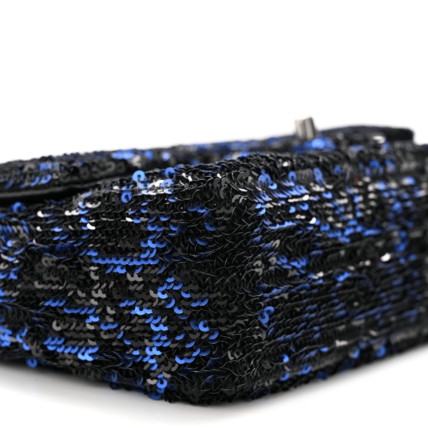Chanel Sequin Logo Mini Rectangular Flap Black Blue 9 of 11