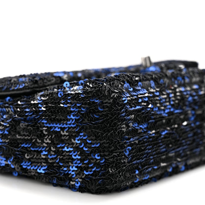 Chanel Sequin Logo Mini Rectangular Flap Black Blue 9 of 11
