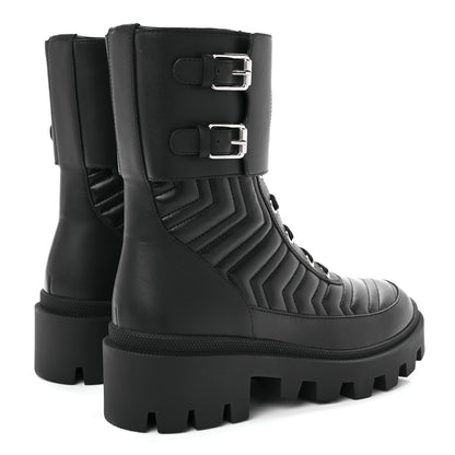 Gucci Nappa Frances GG Matelasse Platform Combat Boots 37 Black 4 of 10