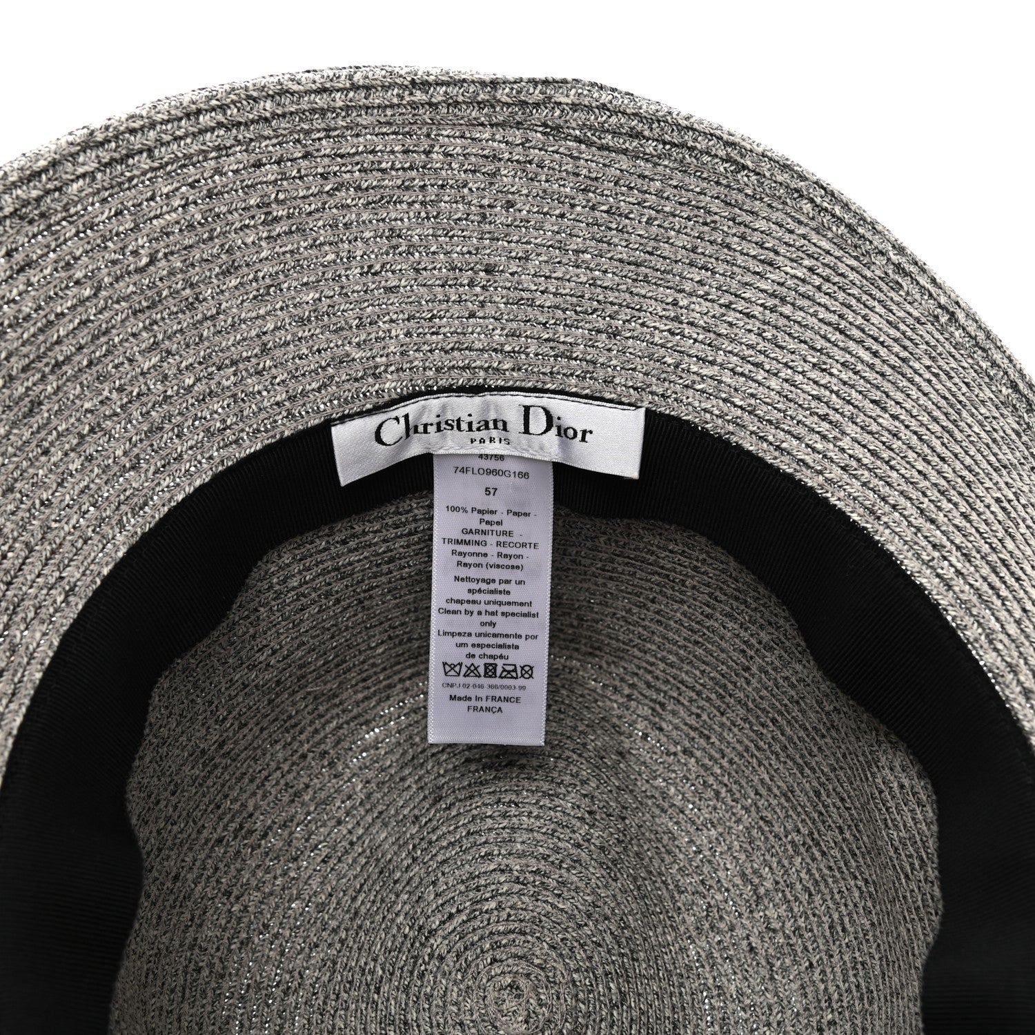 Christian Dior Paper Woven Hat 57 Grey 8 of 8