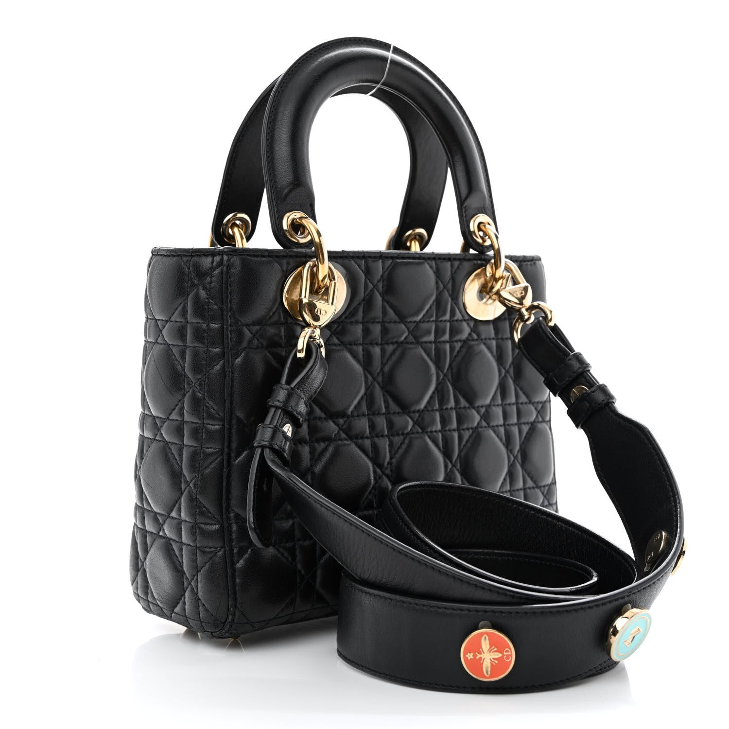 Christian Dior Lambskin Cannage Small Lucky Badges My Lady Dior Black 3 of 14