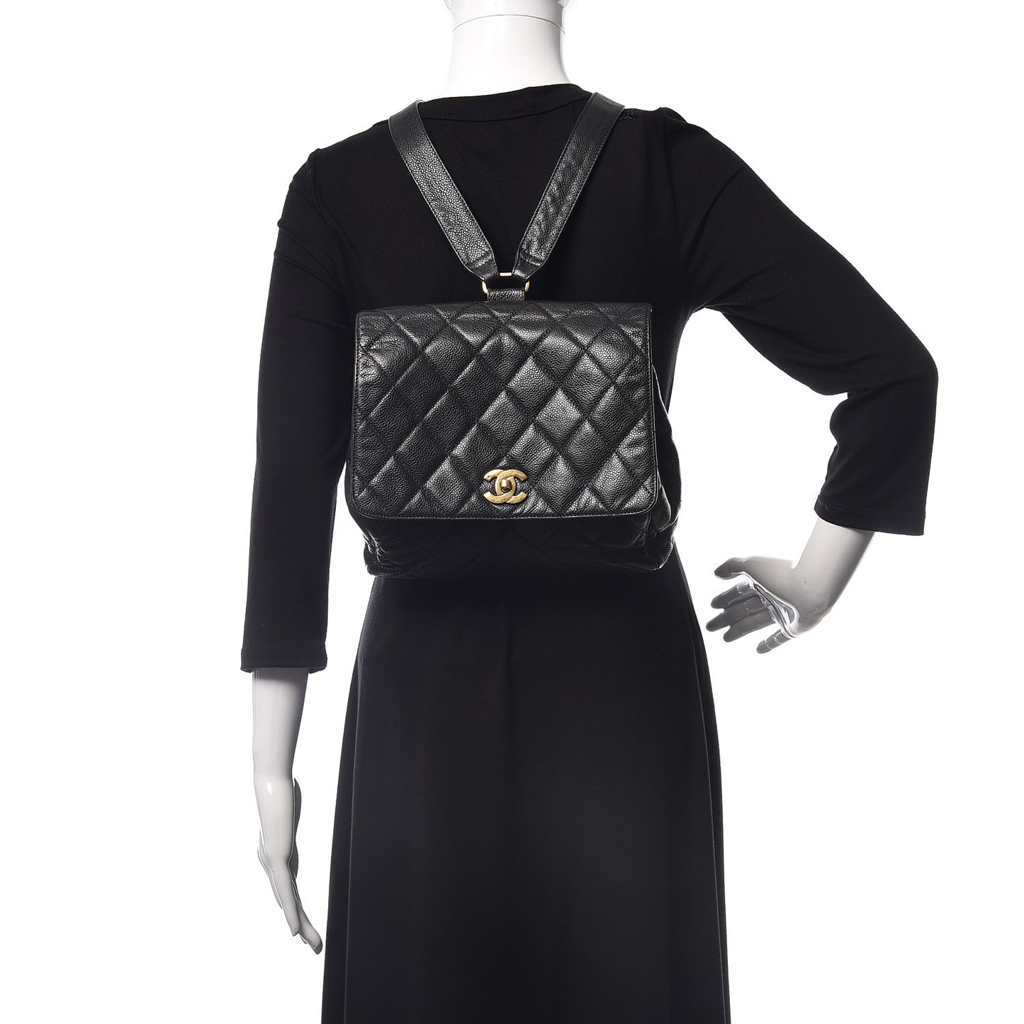 Caviar Quilted Backpack Black